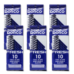 Dorco Fresh emballage bleu, facile à repérer et pratique pour le voyage