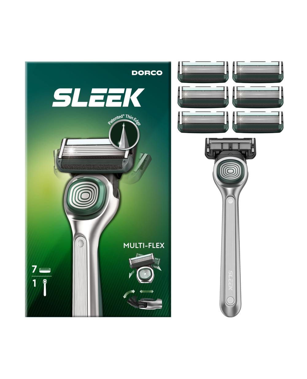 DORCO SLEEK con mango ergonómico para afeitado estable y cómodo.