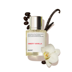 Dossier Ambery Vanilla bottle front view, suggesting an elegant evening fragrance.