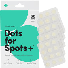 Parche translúcido de Dots for Spots para espinillas, uso discreto durante el día.