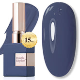 Double Rhythm esmalte gel azul gris profundo con acabado duradero para uñas.