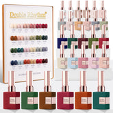 Double Rhythm Esmalte Gel 28 piezas colección Burgundy-Verde para uñas brillantes.