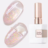 Double Rhythm esmalte gel glitter rosa, brillo duradero para uñas