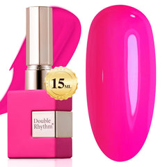 Double Rhythm esmalte gel rosa fucsia en botella 15 ml, brillo duradero para uñas.