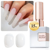 Double Rhythm esmalte gel transparente lechoso 15ml, acabado suave y natural para uñas discretas.
