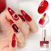Gel translúcido Double Rhythm en botella de 15 ml para uñas neutras y elegantes.