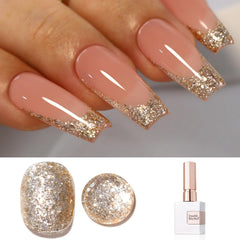 Double Rhythm gel uñas brillos 15ml para acabado luminoso y duradero.