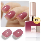 Double Rhythm gel uñas translúcido lila claro, brillo suave.