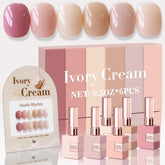 Double Rhythm juego gel esmalte 6 piezas 15ml, acabado brillante y cobertura uniforme.