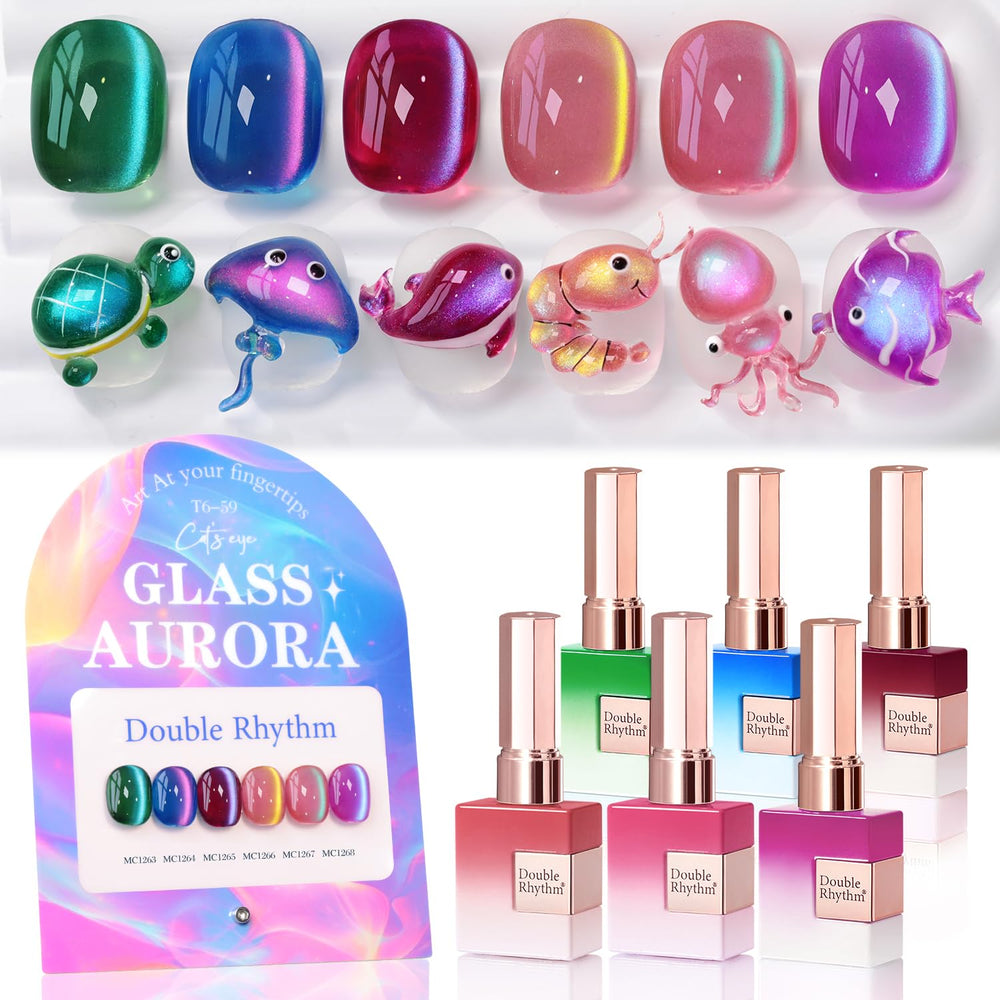 Conjunto de gel de uñas Double Rhythm ojo de gato, seis colores.