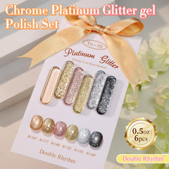 Polish gel de Double Rhythm en plata, acabado reflectante para uñas brillantes.