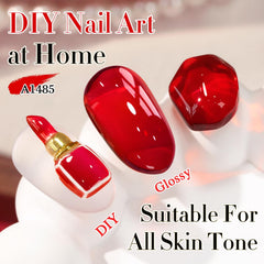 Uñas con acabado brillante usando gel translúcido de Double Rhythm.