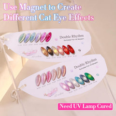 Vernis gel œil-de-chat Double Rhythm, couleurs variées pour le nail art.