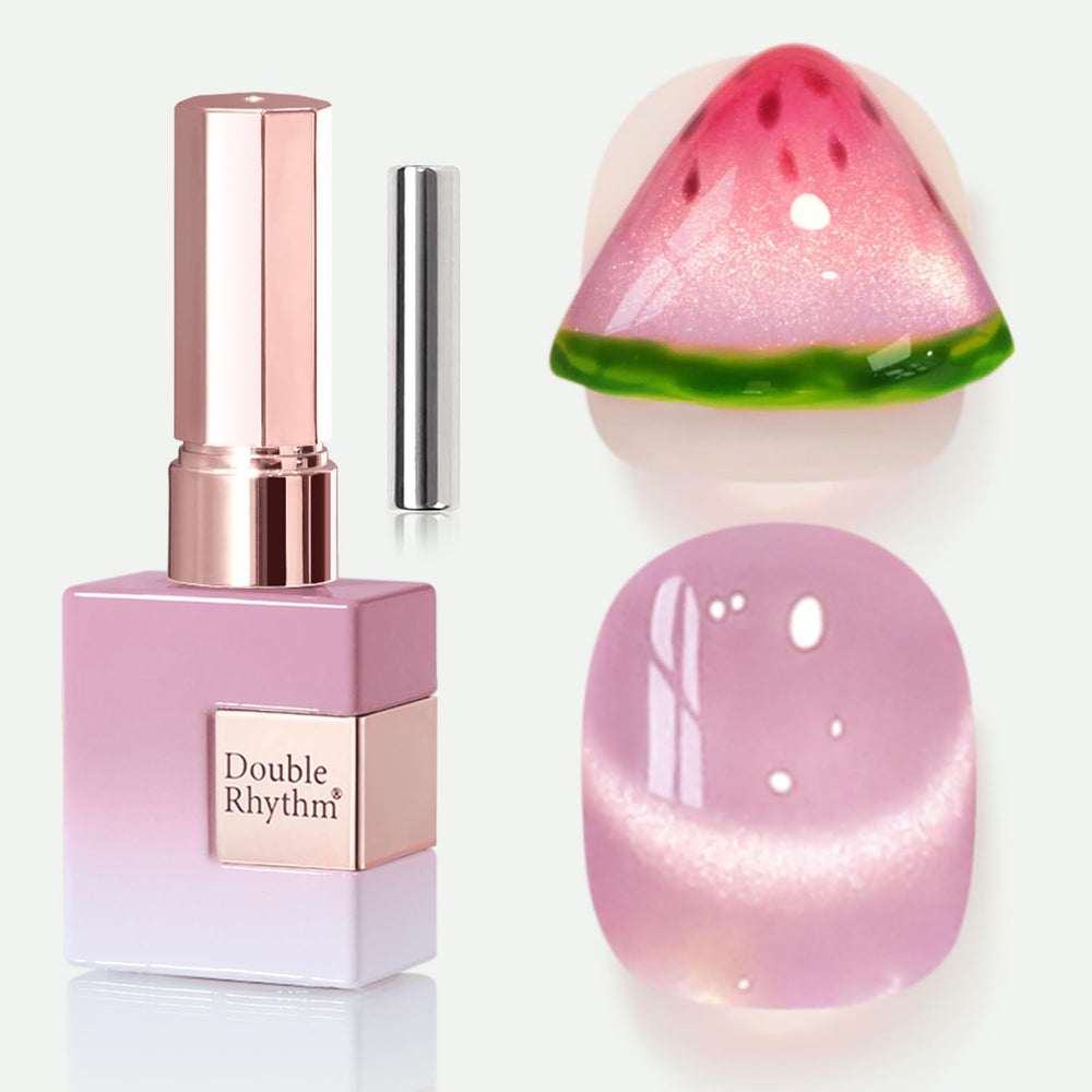 Double Rhythm: efecto ojo de gato, gel para uñas con imán y brillo magnético.
