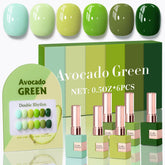 Set de esmalte gel Double Rhythm de 6 piezas en botellas de 15 ml con brillo duradero.