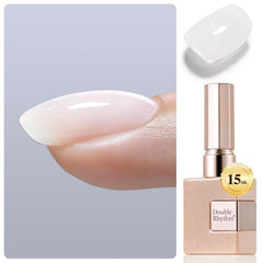 Double Rhythm esmalte gel blanco lechoso en bote para acabado suave y brillante.