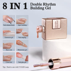 Double Rhythm gel duradero para uñas con cobertura de hasta 33 días.