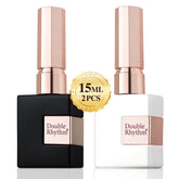 Double Rhythm gel blanco de 15ml, botella cuadrada para acabado limpio.