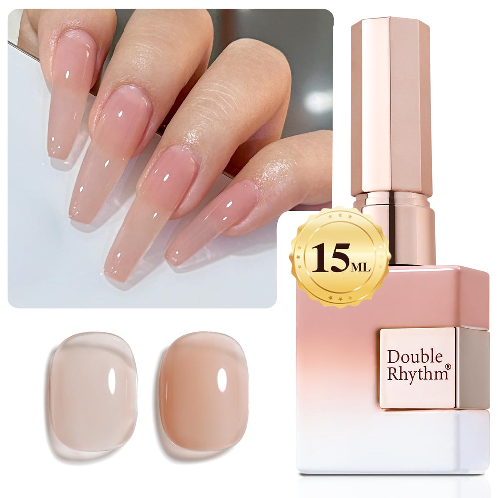 Double Rhythm Jelly Nude en aplicación de uñas con acabado translúcido.