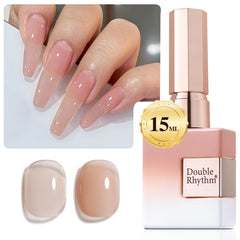 Double Rhythm Jelly Nude en aplicación de uñas con acabado translúcido.