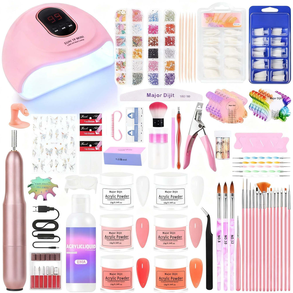 Kit DouborQ d’ongles acryliques avec lampe UV, parfait pour débutants.