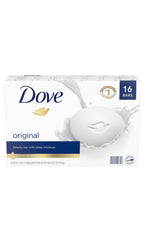 Dove barra jabón hidratante 16 barras, hidratación suave para uso diario.