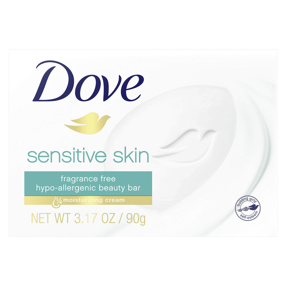 Dove barra piel sensible sin fragancia para uso diario.