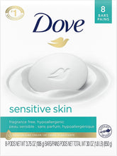 Dove barra piel sensible sin perfume en primer plano