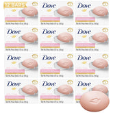 Barra rosa Dove 3-en-1 para rostro, cuerpo y manos, hidratación suave.