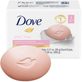 Dove Barra Rosa pack de cuatro barritas para rostro, cuerpo y manos.