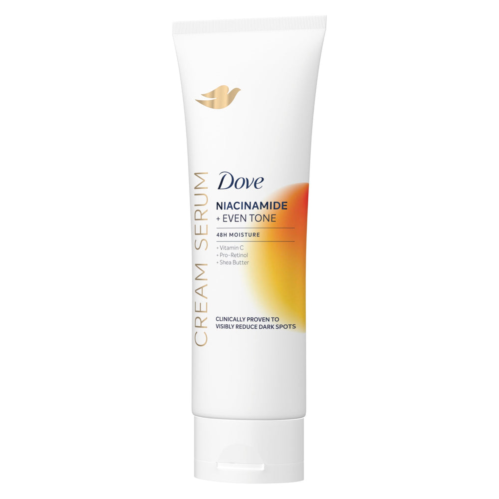 Dove Body Cream Serum bottle pour showing smooth hydration