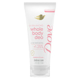 Dove crema desodorante corporal frambuesa rosa en botella, uso diario.