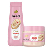 Dove Crumbl gel de ducha, frasco con fragancia fresa y hidratación suave.
