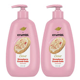 Dove Crumbl Strawberry Crumb Cake hand wash bottle with pump on sink for daily cleansing