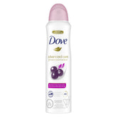Frasco de Dove Cuidado Avanzado con bayas de acai y flor de loto para refrescar.