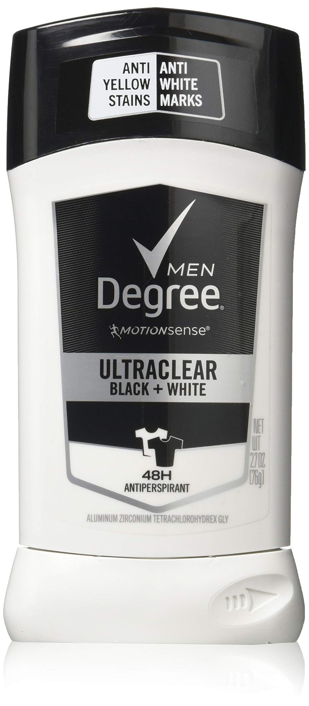 Desodorante Dove Degree para hombre Ultra Claro en negro y blanco, evita manchas.