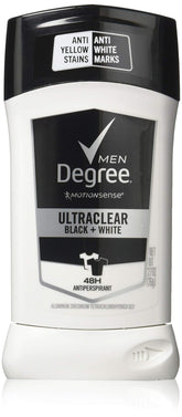 Desodorante Dove Degree para hombre Ultra Claro en negro y blanco, evita manchas.
