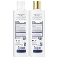 Botellas Dove DermaCare de champú para cabello seco con hidratación duradera.