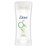 Desodorante Dove 0% aluminio con pepino y té verde, sensación fresca diaria.