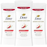 Dove Cuidado Avanzado desodorante en barra, manzana y té blanco, protección duradera.