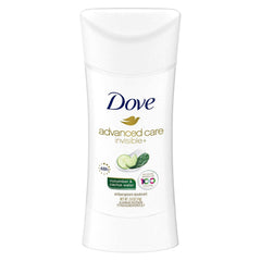 Dove Desodorante Invisible+ Cuidado Avanzado, envase iluminado, cuidado de la piel suave.