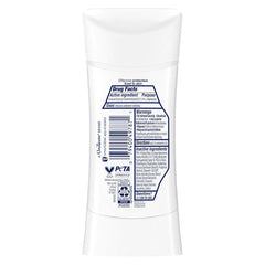 Dove Desodorante Invisible+ Cuidado Avanzado, tapa abierta, aplicación suave para piel sensible.