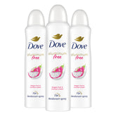 Dove desodorante sin aluminio en aerosol con aroma fruta dragón y crema de coco, frescura prolongada.