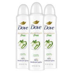 Dove desodorante sin aluminio para mujer, botella visible, protección suave para la piel.