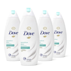Dove gel de ducha sin sulfatos en botella, limpieza suave para piel sensible.