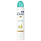Dove Go Fresh Pera y Aloe, desodorante en spray para frescura duradera.