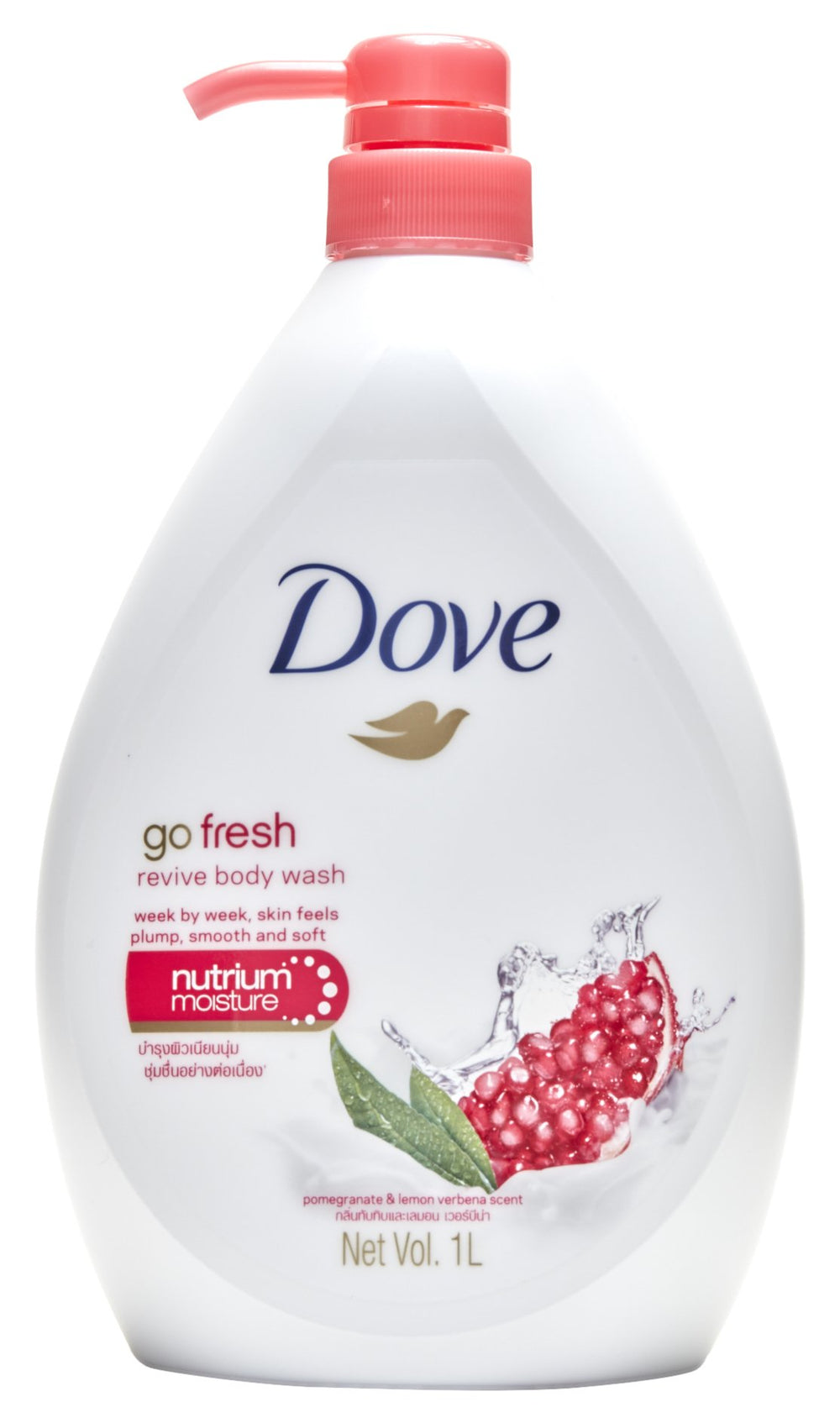 Dove Go Fresh Revive botella granada y verbena, aroma vigorizante para la mañana