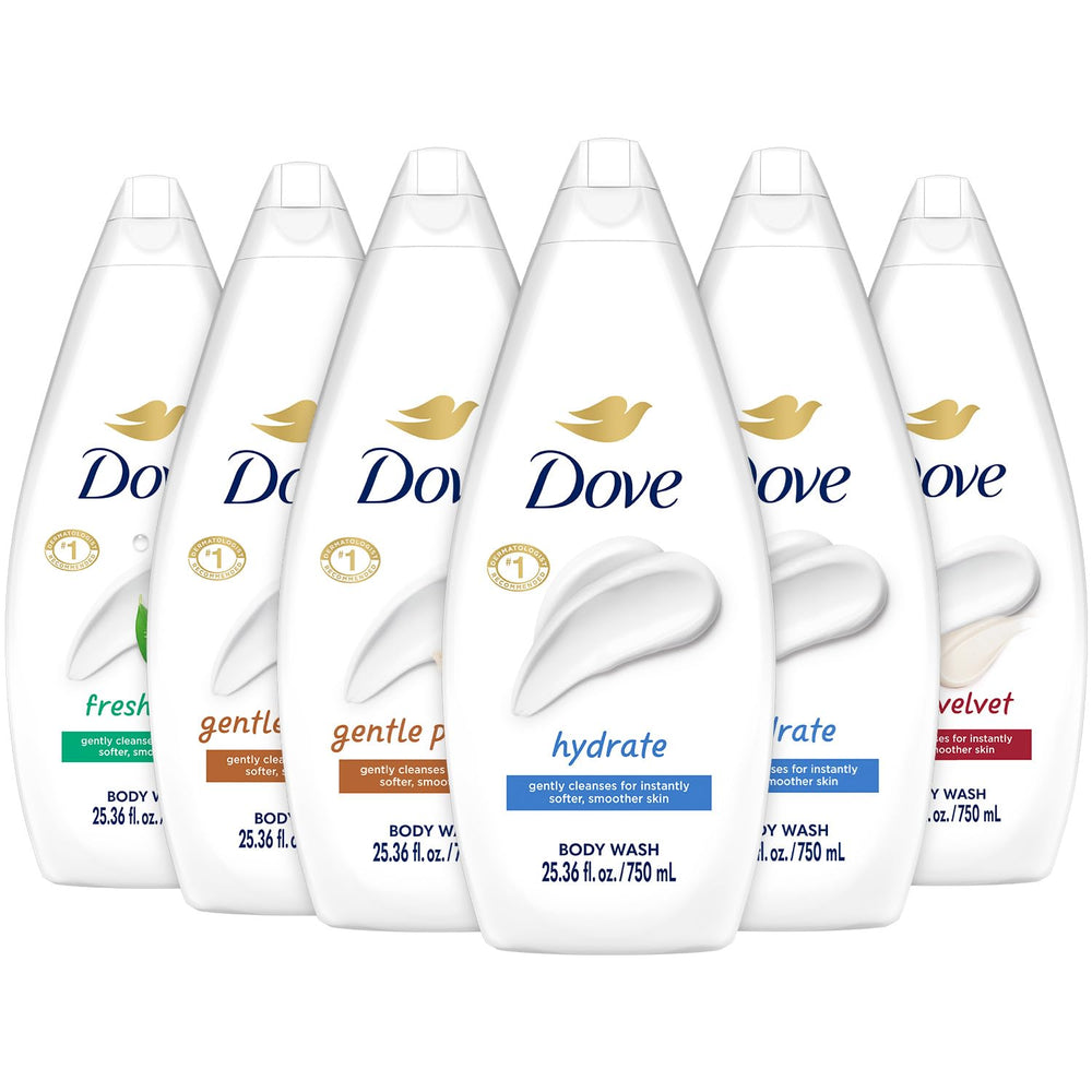 Dove Hidratación: botella grande para piel suave y humectada.