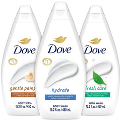 Dove Hidratante Cuerpo, botella frontal, promueve piel suave tras la ducha.