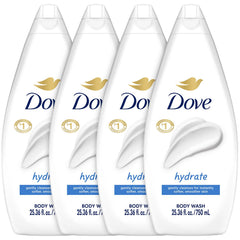 Dove Hidratante Ducha Corporal, botella 4-pack, piel suave tras la ducha